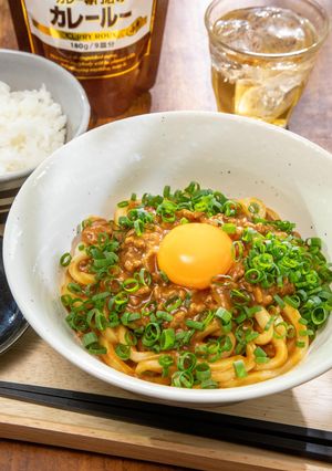 レンチン汁なしカレーうどん-レシピのメイン写真