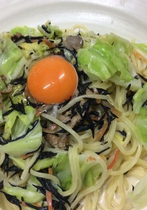 キャベツとひじきのマヨネーズカルボナーラ-レシピのメイン写真