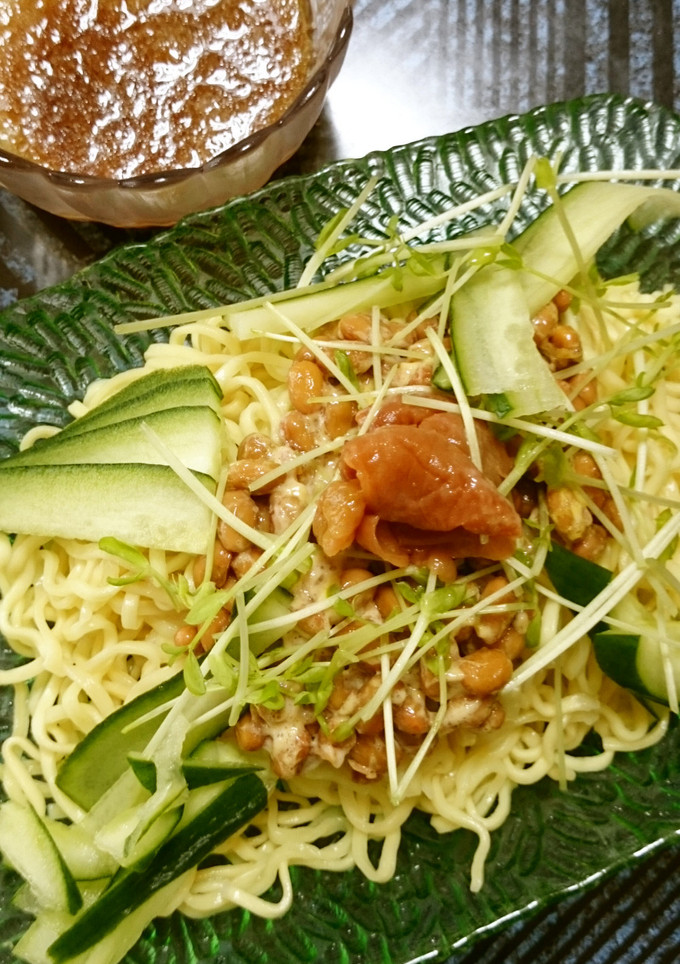 大根おろしつゆたれで梅肉納豆冷し中華-レシピのメイン写真