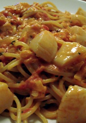ホタテのトマトクリームパスタ-レシピのメイン写真