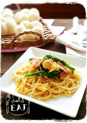 菜の花toふわふわ卵no和風パスタ-レシピのメイン写真
