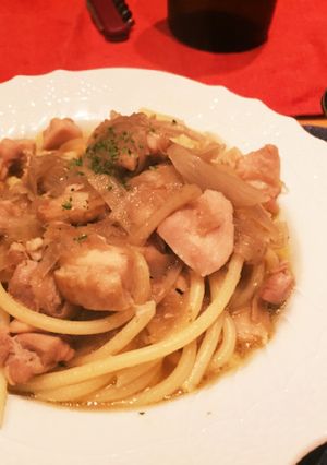 ★鶏肉とゴボウの煮込みパスタ-レシピのメイン写真