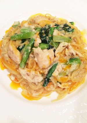 簡単！豆乳ごま麦みそクリームスパゲッティ-レシピのメイン写真