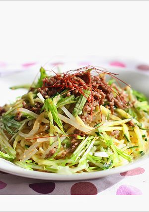 ひき肉＆ナムルのごまだれ冷やし中華-レシピのメイン写真