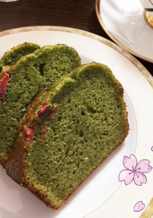 簡単♪さくらの抹茶パウンドケーキ-レシピのメイン写真