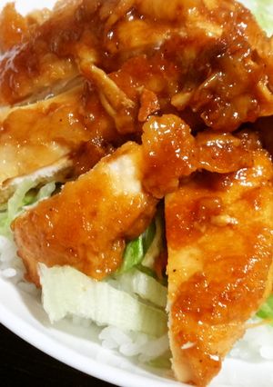鶏むね肉を照り焼きで☆ガッツリむねテリ丼-レシピのメイン写真
