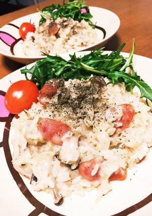 きのこのチーズリゾット。朝、昼食に！-レシピのメイン写真