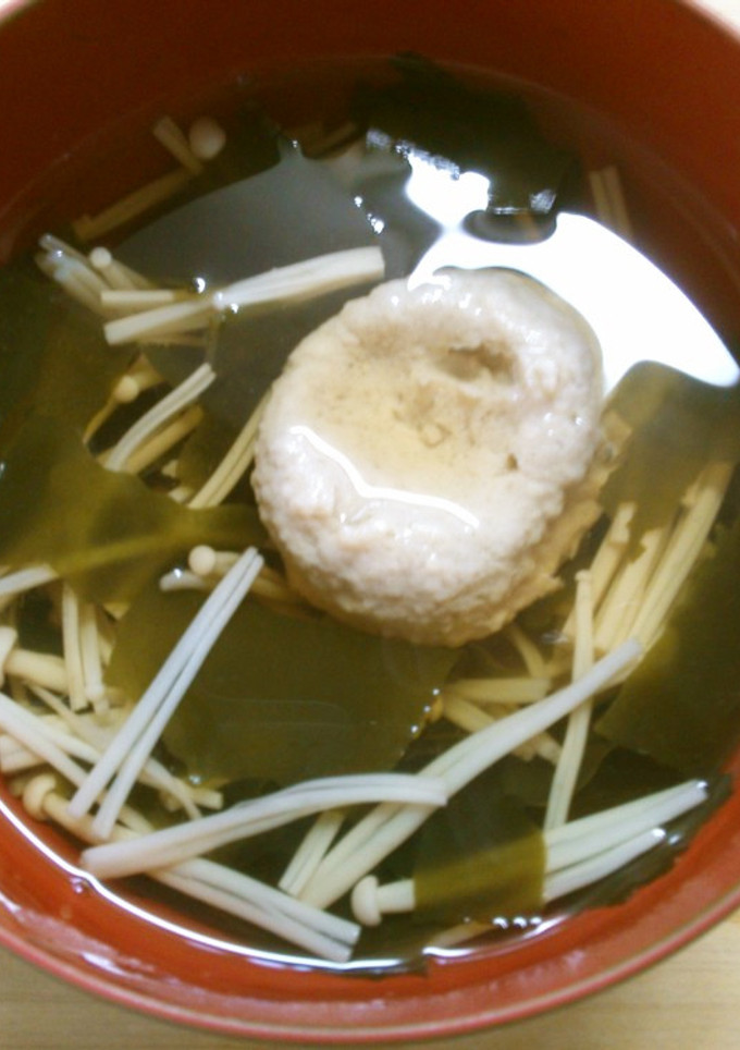 簡単　えのき　ワカメ　つみれの　お吸い物-レシピのメイン写真