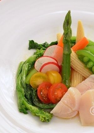 亜麻仁油で春野菜のおしゃれ帆立サラダ-レシピのメイン写真
