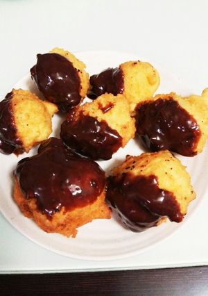 チョコソースでふんわり豆腐入りドーナツ-レシピのメイン写真