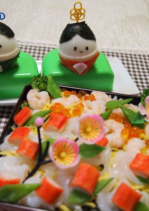 簡単ちらし寿司と♡茹で玉お雛様＆お内裏様-レシピのメイン写真