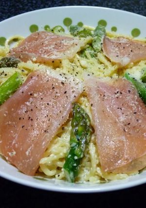 生ハムとアスパラのクリームパスタ🍝😃-レシピのメイン写真