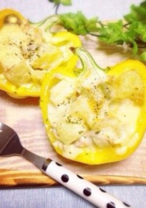 簡単！ツナポテトサラダのパプリカ焼き-レシピのメイン写真