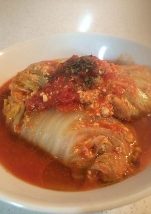 豆腐入り!ロール白菜のトマトスープ煮-レシピのメイン写真