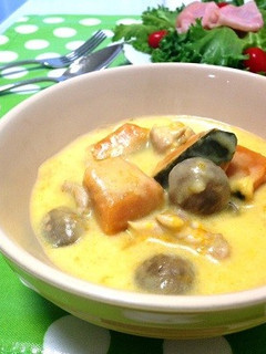 簡単☆南瓜と鶏肉ときのこのミルク煮-レシピのメイン写真
