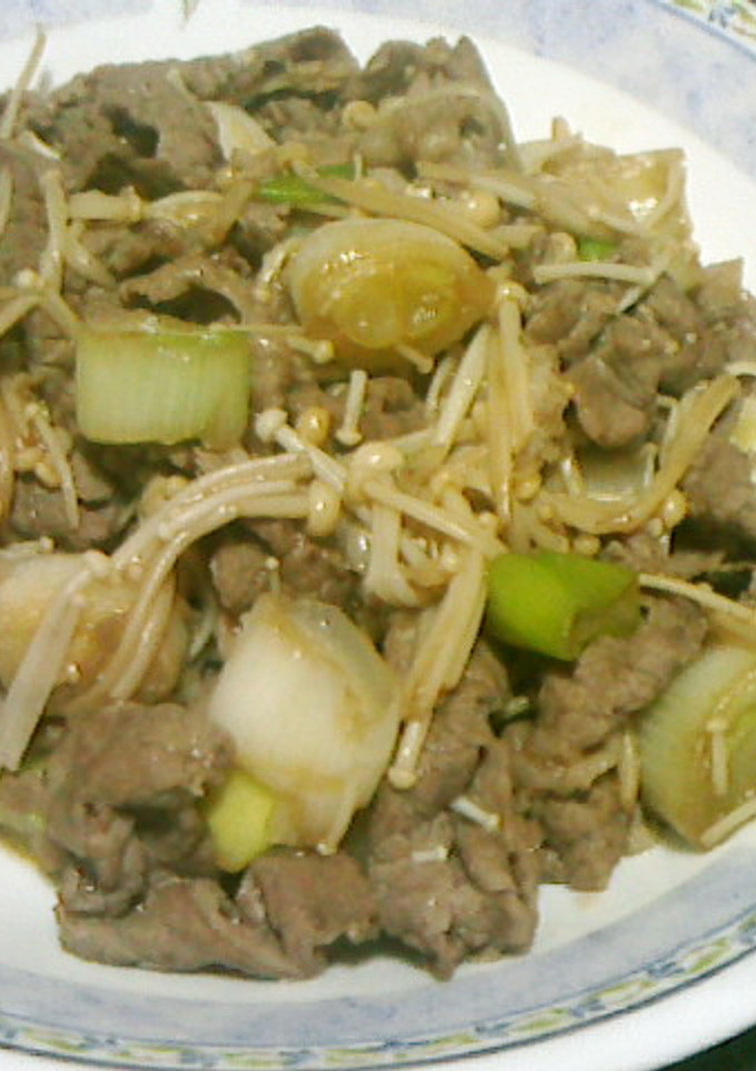 牛肉とねぎのエノキ炒め-レシピのメイン写真