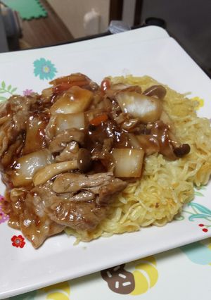 マルちゃん正麺冷やし中華あんかけ焼きそば-レシピのメイン写真