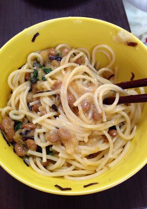 1人ランチに簡単!納豆と大葉のパスタ-レシピのメイン写真