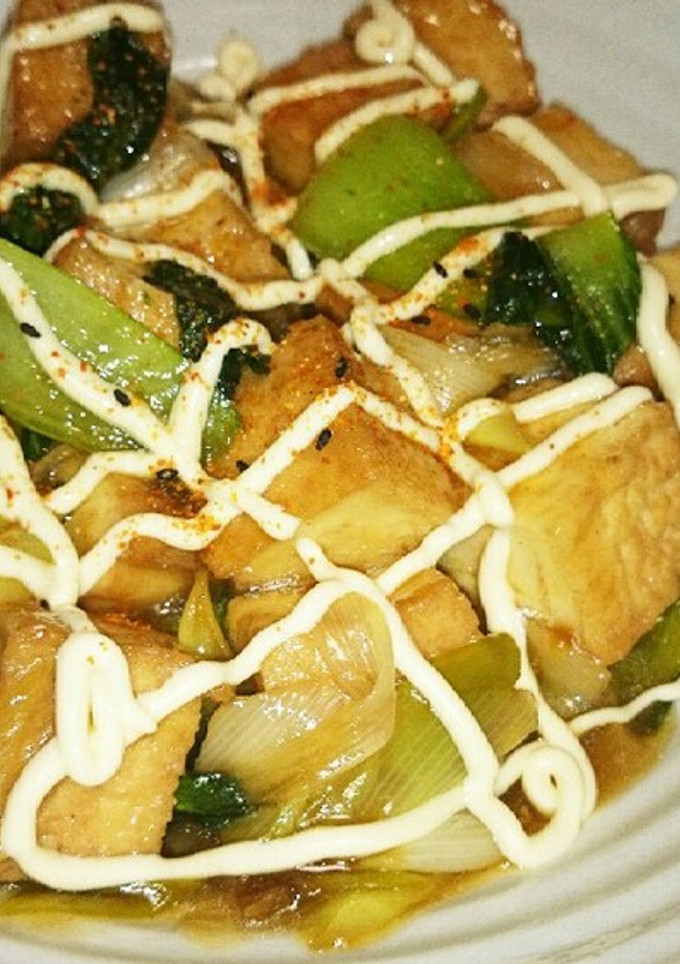 厚揚げとチンゲン菜の照りマヨ炒め-レシピのメイン写真