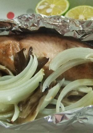 レンジにお任せ♪鮭と舞茸のホイル焼き-レシピのメイン写真