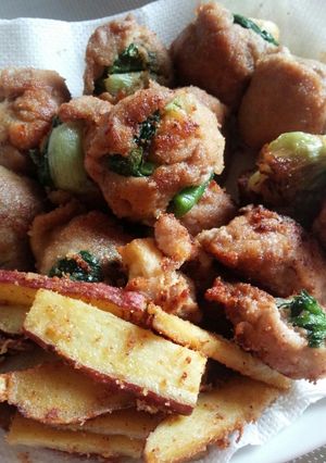 豚こま肉で食べ応えたっぷり肉巻き唐揚げ☆-レシピのメイン写真