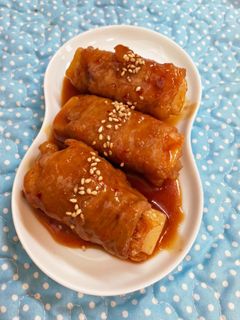 お餅消費!キムチと一緒に豚肉巻き-レシピのメイン写真