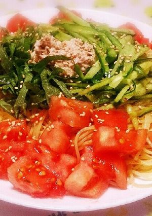 トマトとツナのブッカケ冷製パスタ-レシピのメイン写真