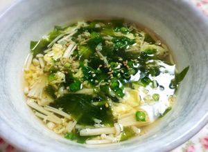わかめとえのきの和風かき玉スープ-レシピのメイン写真