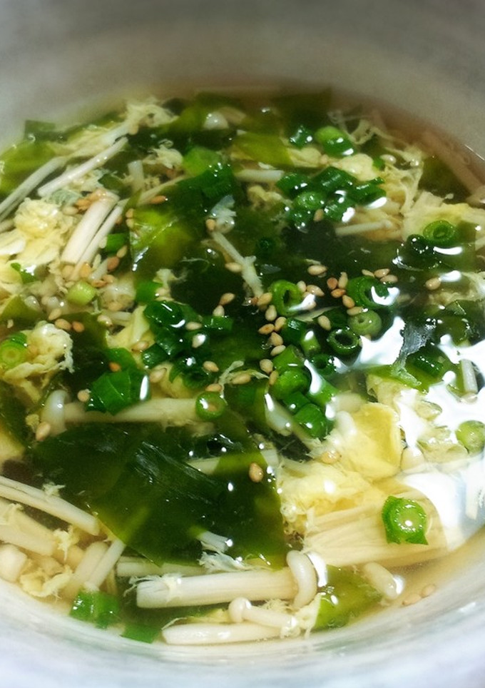 わかめとえのきの和風かき玉スープ-レシピのメイン写真