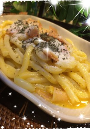 うどんで3分！カルボナーラ風-レシピのメイン写真