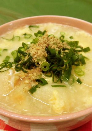 麩と玉子の雑炊♪(おでんの煮汁リメイク)-レシピのメイン写真