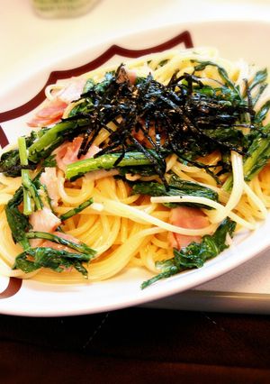 春菊とベーコンのクリームパスタ♡-レシピのメイン写真