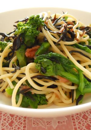 和風☆ひじきと菜の花の梅昆布パスタ-レシピのメイン写真