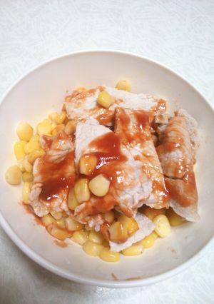 コーン豚肉ケチャップサラダ-レシピのメイン写真