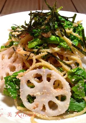 蓮根と菜の花の明太子パスタ-レシピのメイン写真