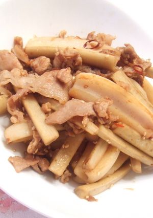 豚肉入りでぼりゅーみーなレンごぼきんぴら-レシピのメイン写真