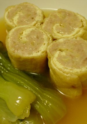 鶏ひき肉の油揚げ巻き煮①ほんわか和風味-レシピのメイン写真
