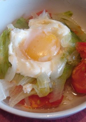 レタスとトマトと卵のスープごはん-レシピのメイン写真