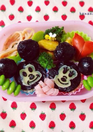 耳だけ立体！ミッキーミニー キャラ弁-レシピのメイン写真