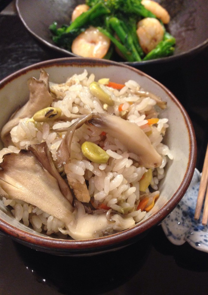 打ち豆と舞茸の炊き込みごはん-レシピのメイン写真
