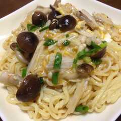 รูปของ きのこのふんわり卵のせ冷麺