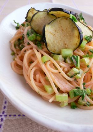 揚げ茄子のっけ明太子パスタ-レシピのメイン写真
