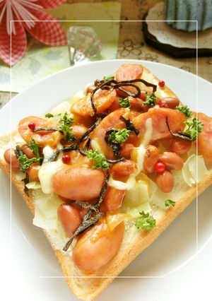ごてあらポー‼×蒸し豆の塩昆布トースト-レシピのメイン写真