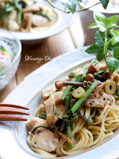 ささみと山菜の和パスタ-レシピのメイン写真