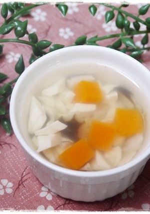 離乳食完了期　豆腐と人参としめじの味噌汁-レシピのメイン写真