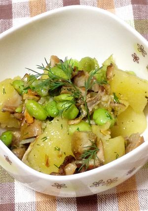 ディル☆じゃがいもと枝豆のかき缶和え-レシピのメイン写真