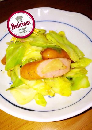 キャベツとウインナーのバターぽん酢炒め♪-レシピのメイン写真