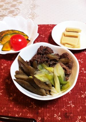 ごぼうと牛肉の甘辛煮の献立2月26日-レシピのメイン写真