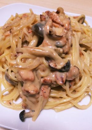 ランチに!サーモンクリームパスタ-レシピのメイン写真