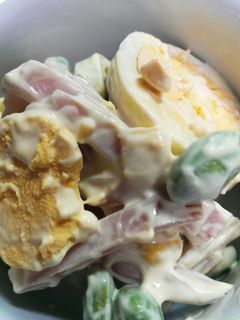 ゆで卵とハムと枝豆のマヨサラダ-レシピのメイン写真